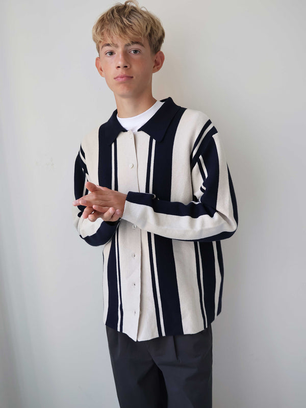 GRUNT GRBaja LS Knit Cardigan Knits Navy-Sand