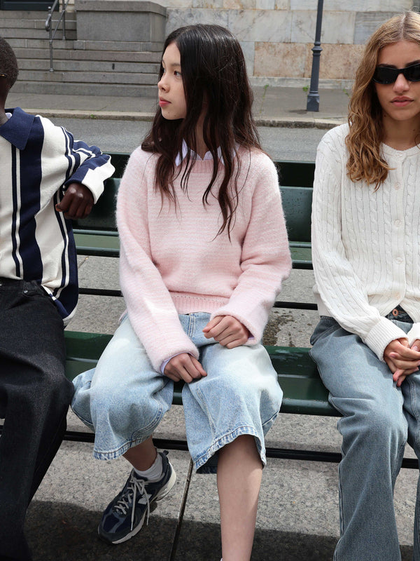 GRUNT GRCienne LS Crew Knit Knits Lyserød