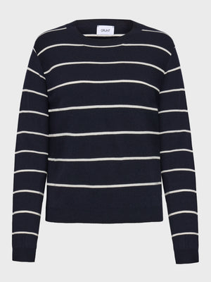 GRUNT GRFerro LS Bas Knit Knits Navy Stripe