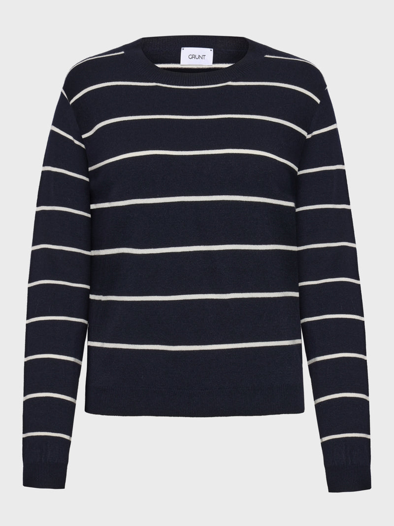 GRUNT GRFerro LS Bas Knit Knits Navy Stripe