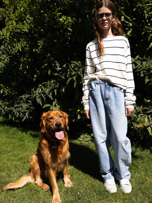 GRUNT GRFerro LS Bas Knit Knits Off White Stripe