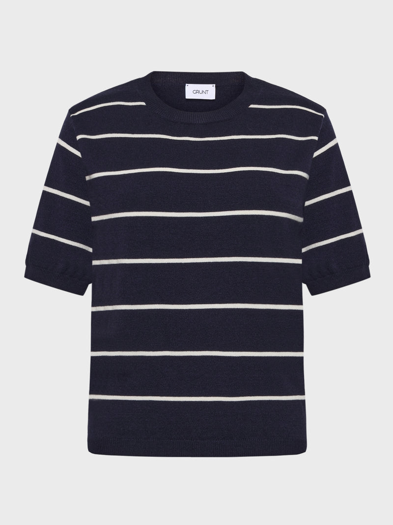 GRUNT GRFerro SS Bas Knit Knits Navy Stripe