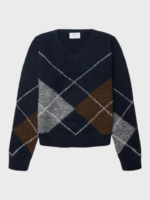 GRUNT GRFie V-neck knit Knits Dark Blue