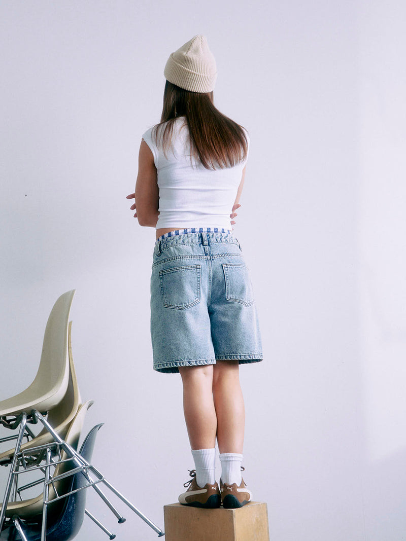 GRUNT GRGlori Mid-Rise Blue vintage Shorts Shorts Blue Vintage