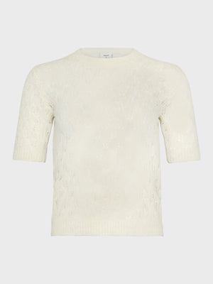 GRUNT GRGoa SS Leaves Knit Knits White