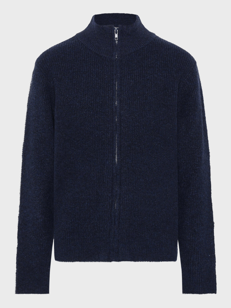 GRUNT GRGotfred LS Zip Brush Knit Knits Navy