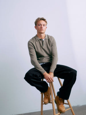 GRUNT GRHam LS Polo Knit Knits Nature Melange