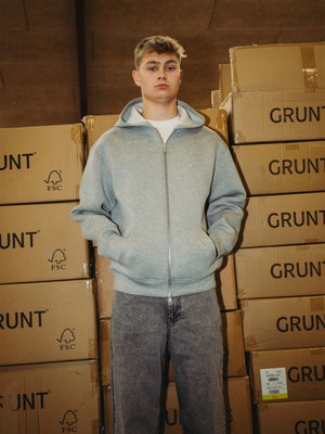 GRUNT GRHohen Scuba Zip Hood Sweats Grey Melange