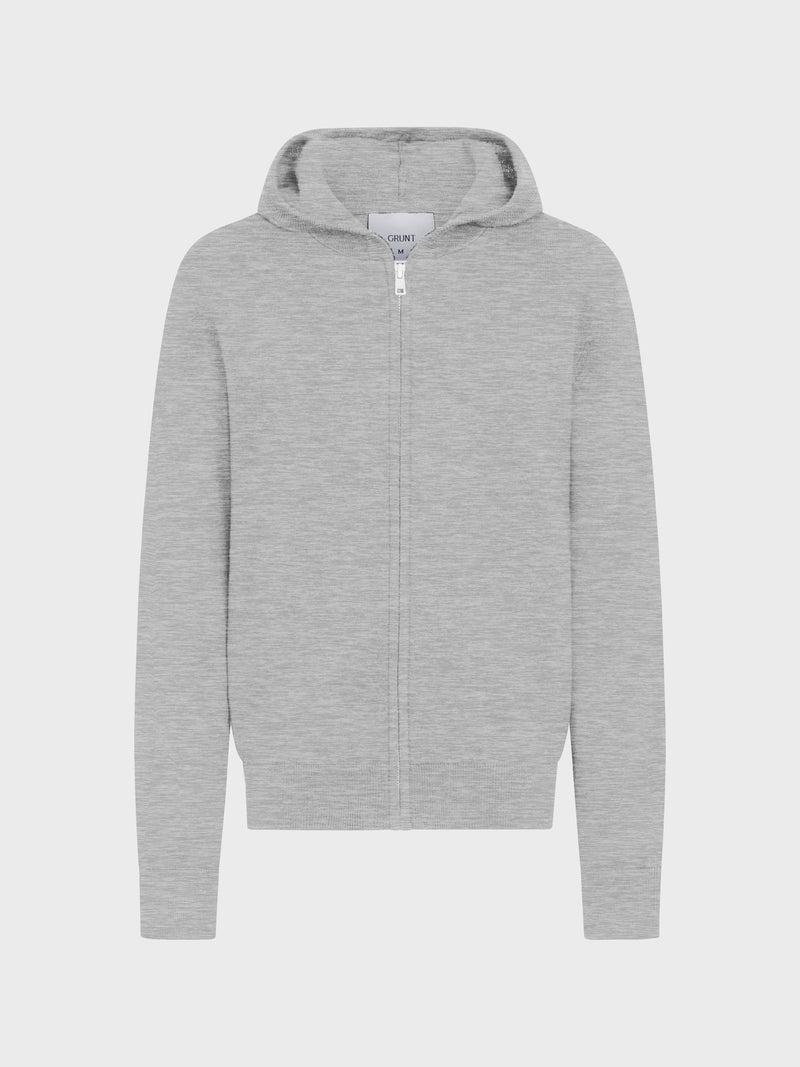 GRUNT GRJohn Zip Hood Knit Knits Grey Melange