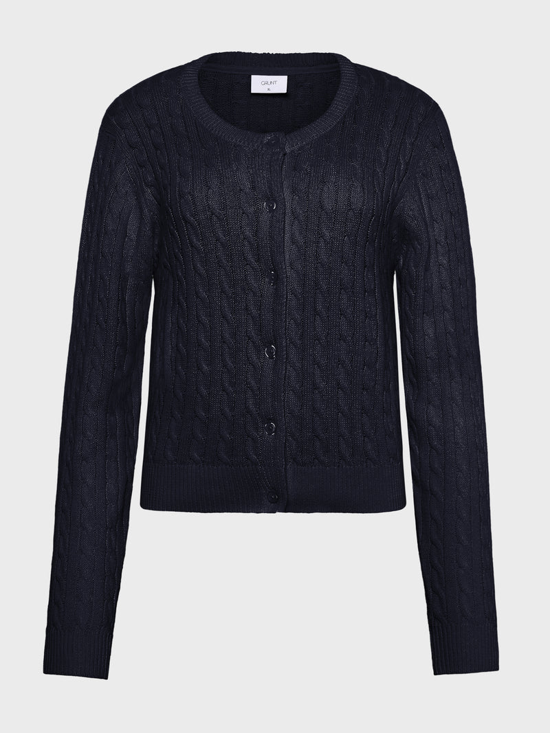 GRUNT GRLine Cable LS Knit Cardigan Knits Navy