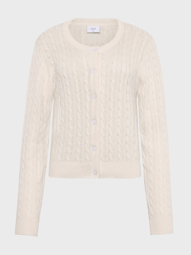 GRUNT GRLine Cable LS Knit Cardigan Knits Off White