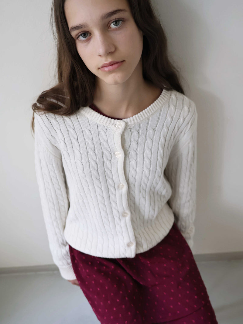 GRUNT GRLine Cable LS Knit Cardigan Knits Off White