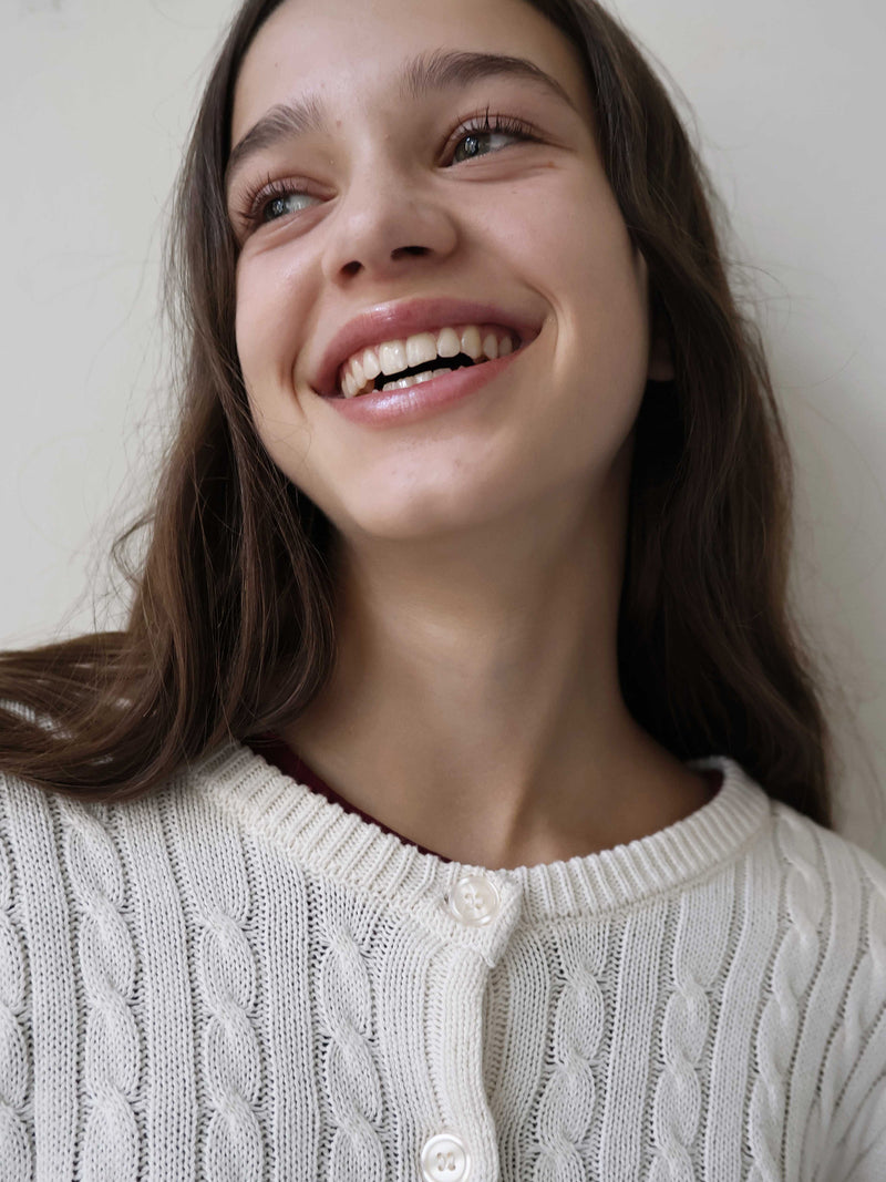 GRUNT GRLine Cable LS Knit Cardigan Knits Off White