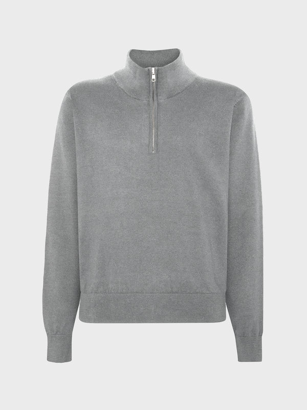 GRUNT GRLudvig Half Zip Knit Knits Grey Melange