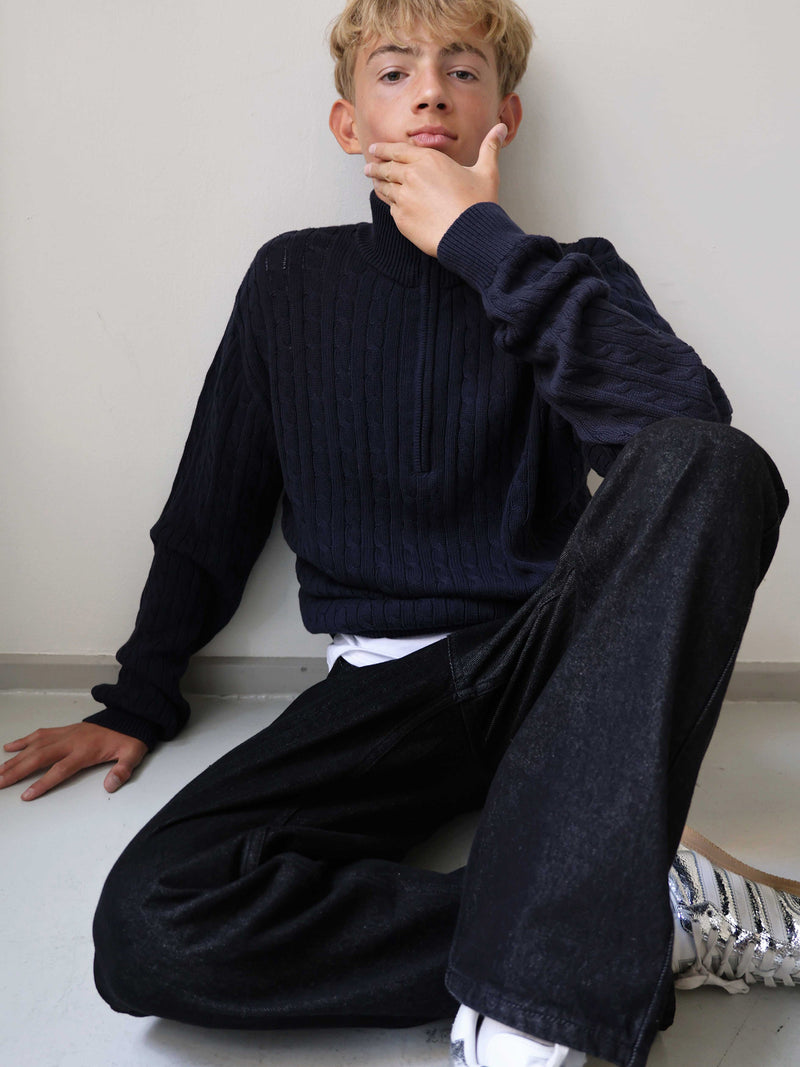 GRUNT GRTerrase LS Cable Half Zip Knit Knits Navy