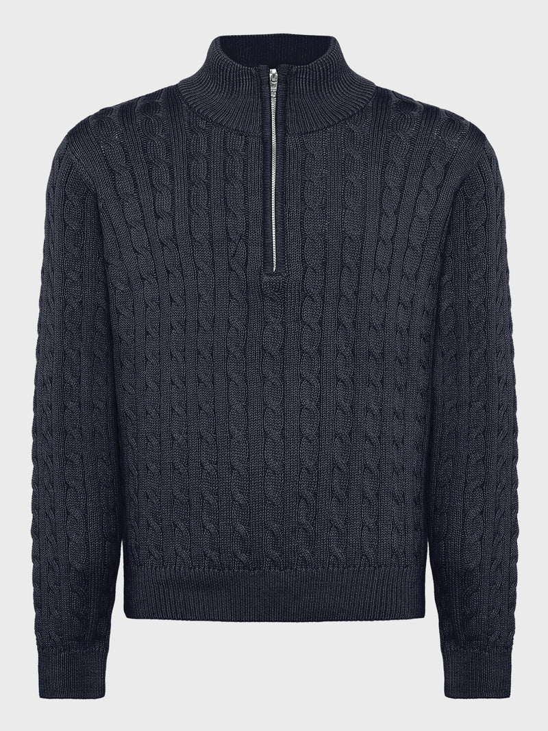 GRUNT GRTerrase LS Cable Half Zip Knit Knits Navy