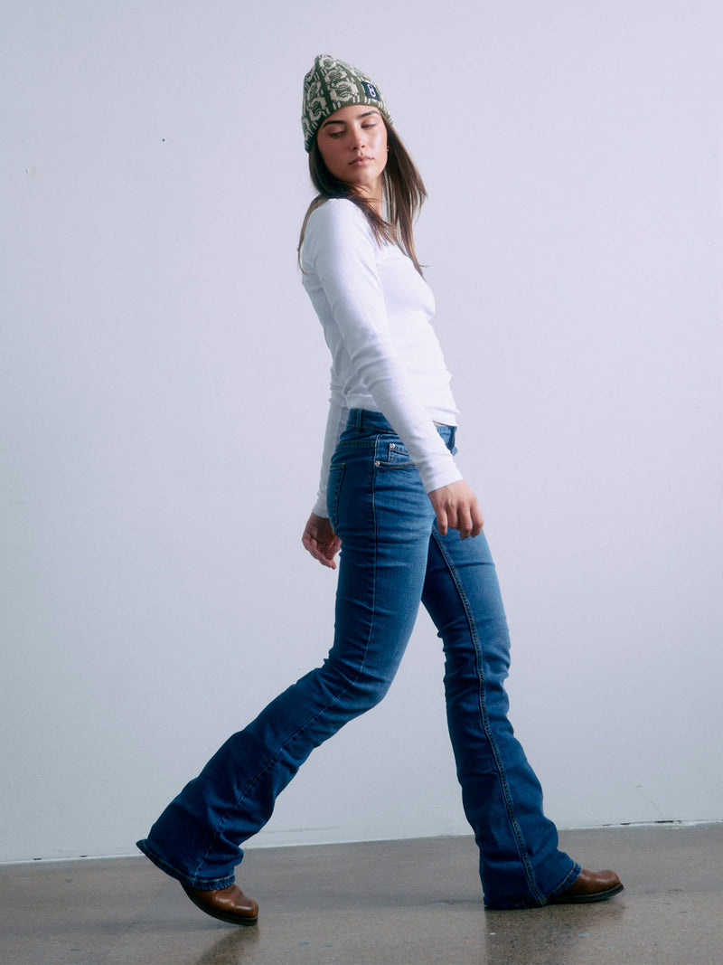 GRUNT GRTexas Low Flare Blue Jeans Blue