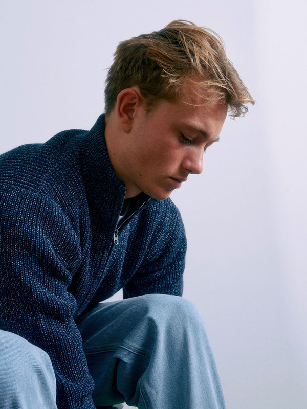 GRUNT GRTone LS Half Zip Knit Knits Navy Melange