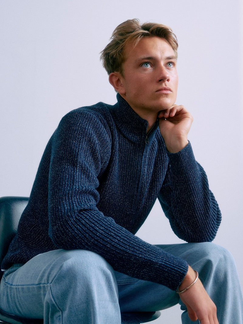 GRUNT GRTone LS Half Zip Knit Knits Navy Melange