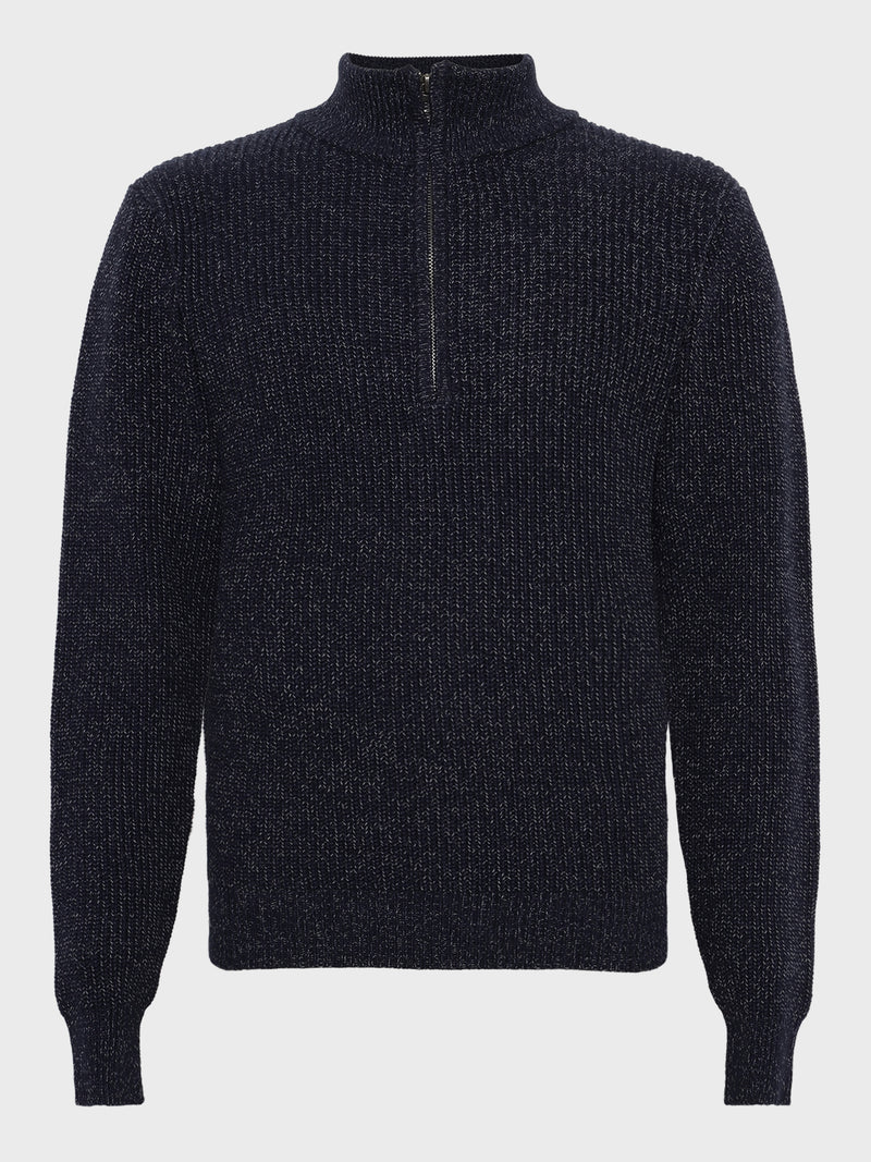 GRUNT GRTone LS Half Zip Knit Knits Navy Melange