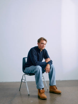 GRUNT GRTone LS Half Zip Knit Knits Navy Melange