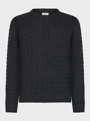 GRUNT GRTue Cable LS Knit Knits Black Melange