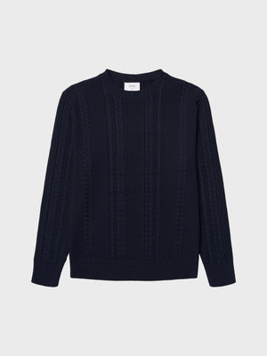 GRUNT GRUrso Cable LS Crew Knit Knits Dark Blue